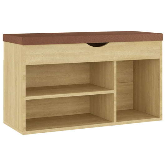 vidaXL Παπουτσοθήκη Sonoma Δρυς 80 x 30 x 47εκ Επεξ. Ξύλο με Μαξιλάρι