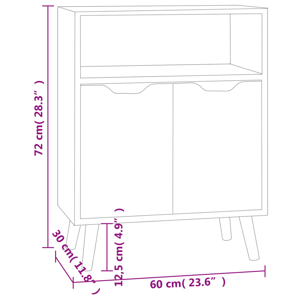 vidaXL Μπουφές Γυαλιστερό Λευκό 60x30x72 εκ. από Επεξεργασμένο Ξύλο