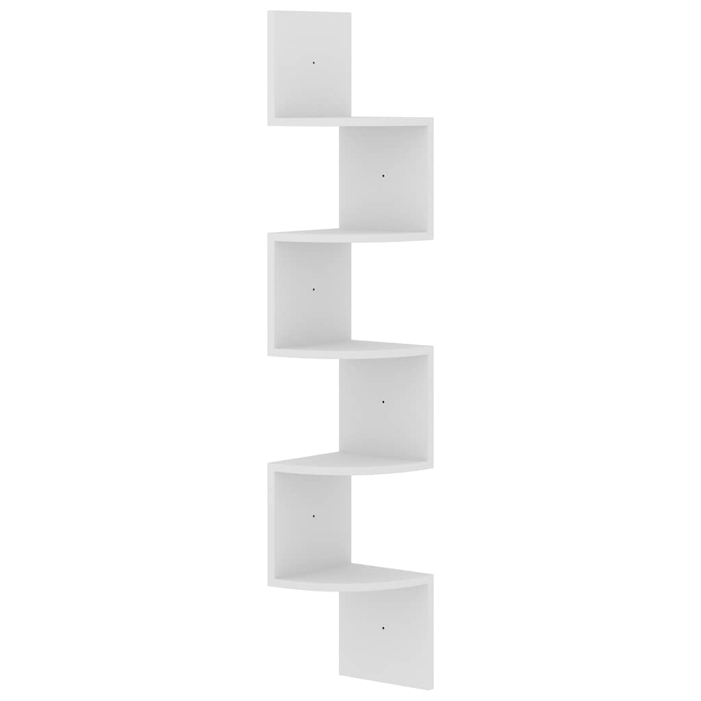 vidaXL Γωνιακή Ραφιέρα Τοίχου Λευκή 19 x 19 x 123 εκ. από Επεξ. Ξύλο