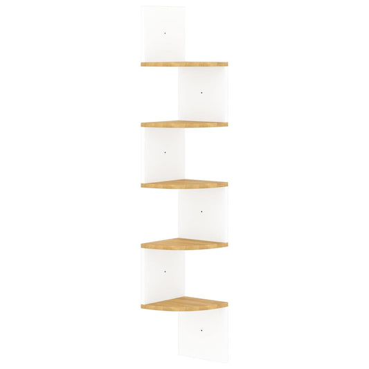 vidaXL Γωνιακή Ραφιέρα Τοίχου Λευκή/Sonoma Δρυς 19x19x123 εκ Επεξ.Ξύλο