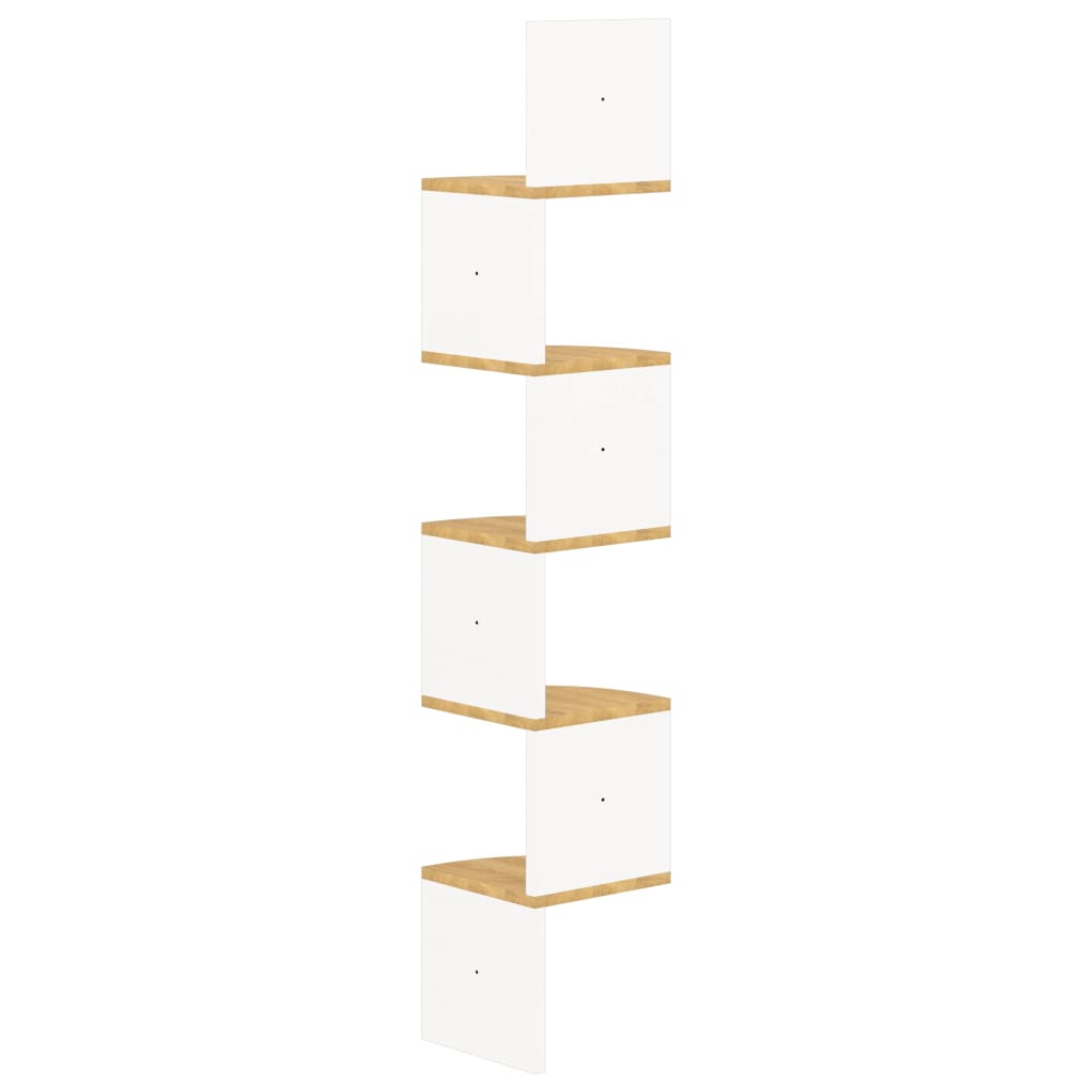vidaXL Γωνιακή Ραφιέρα Τοίχου Λευκή/Sonoma Δρυς 19x19x123 εκ Επεξ.Ξύλο
