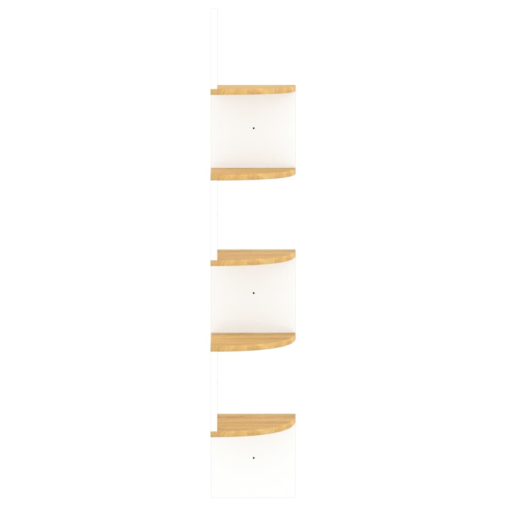 vidaXL Γωνιακή Ραφιέρα Τοίχου Λευκή/Sonoma Δρυς 19x19x123 εκ Επεξ.Ξύλο