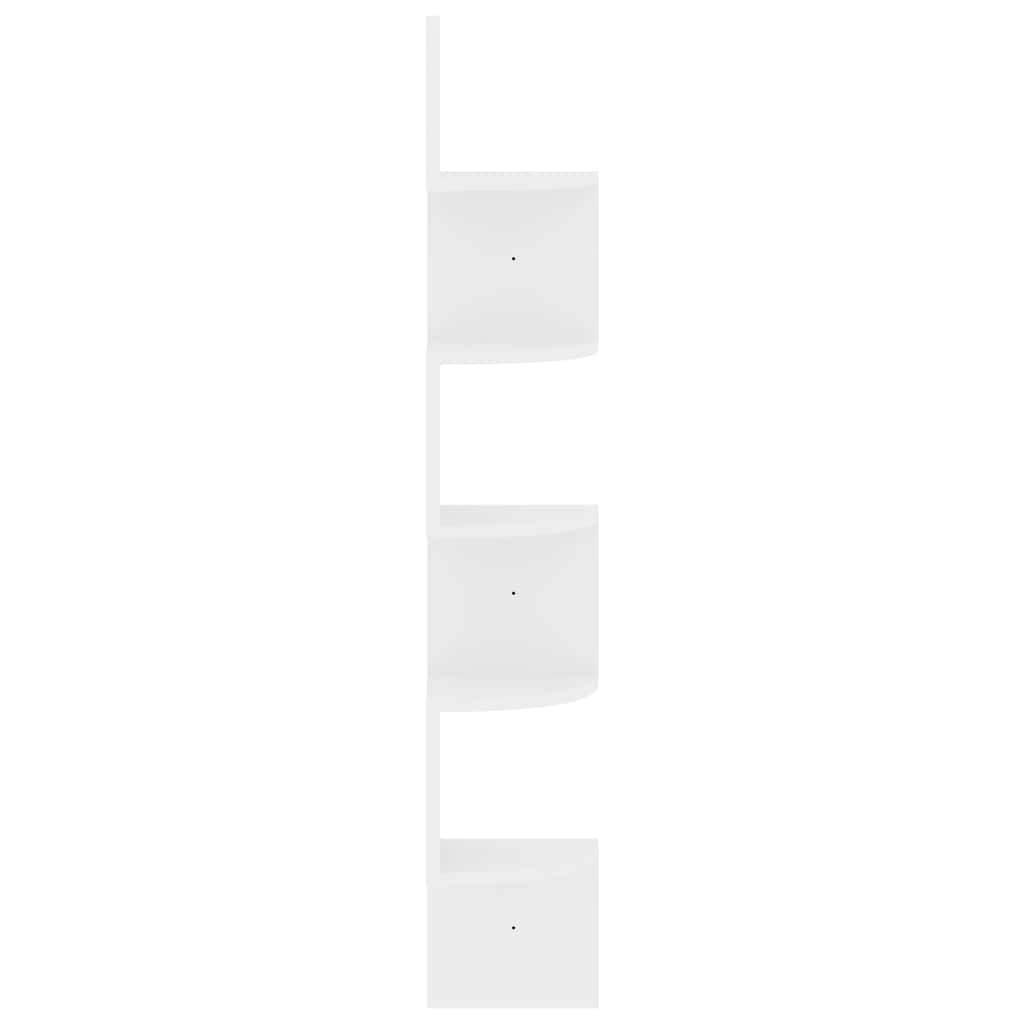 vidaXL Γωνιακή Ραφιέρα Τοίχου Λευκή Γυαλ. 19x19x123 εκ. από Επεξ. Ξύλο