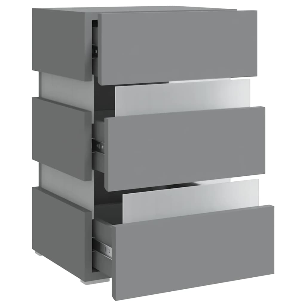 vidaXL Κομοδίνο με LED Γκρι 45 x 35 x 67 εκ. από Επεξεργασμένο Ξύλο