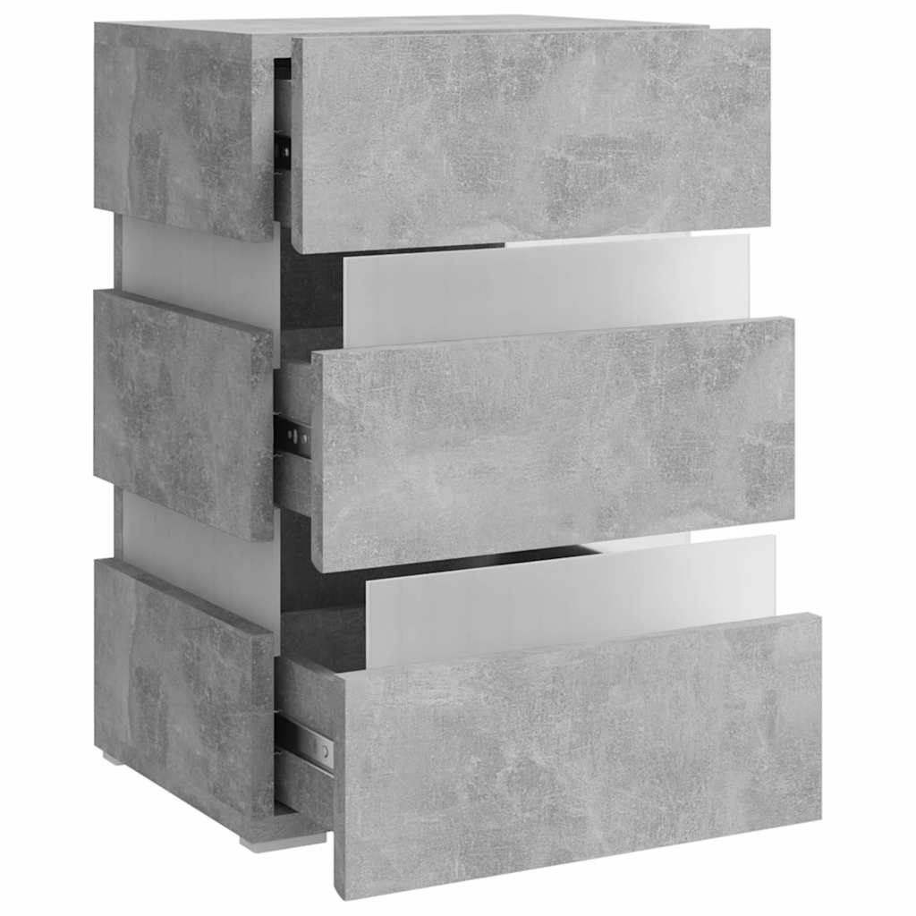 vidaXL Κομοδίνο με LED Γκρι Σκυροδέματος 45x35x67 εκ. Επεξεργασμ. Ξύλο