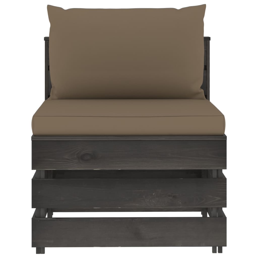 vidaXL Καναπές Μεσαίος Τμηματικός Γκρι Εμποτισμένο Ξύλο με Μαξιλάρια