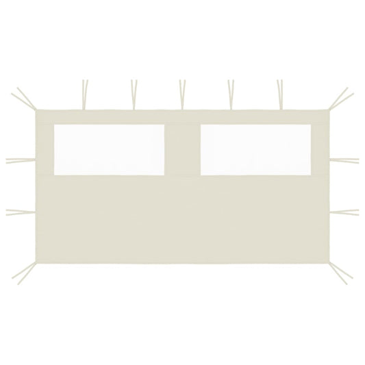 vidaXL Πλαϊνό Τοίχωμα για Κιόσκι με Παράθυρα Κρεμ 4 x 2 μ.