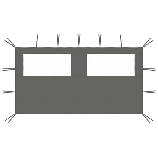 vidaXL Πλαϊνό Τοίχωμα για Κιόσκι με Παράθυρα Ανθρακί 4 x 2 μ.