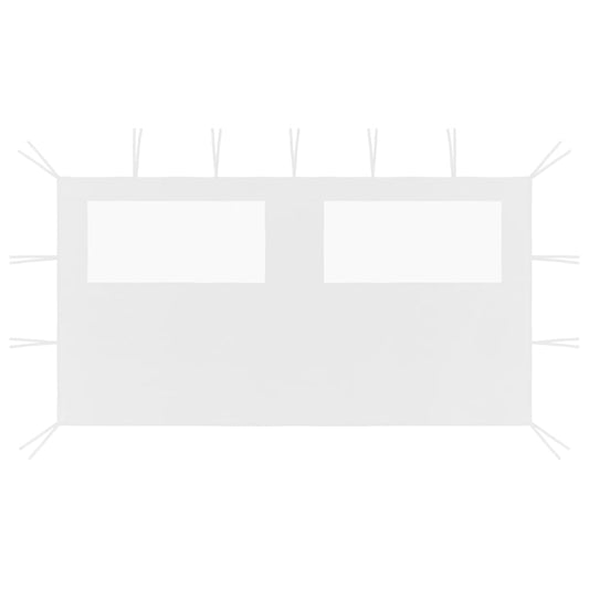 vidaXL Πλαϊνό Τοίχωμα για Κιόσκι με Παράθυρα Λευκό 4 x 2 μ.