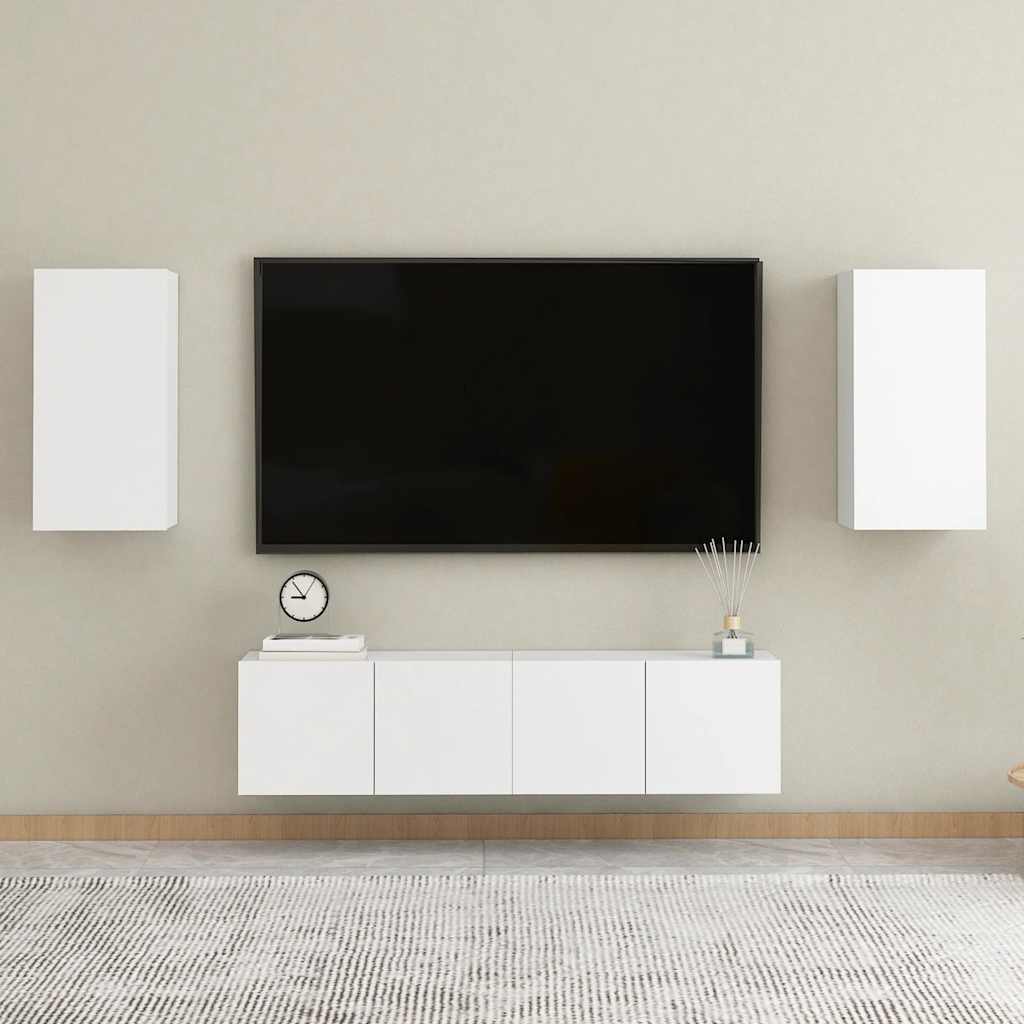 vidaXL Έπιπλα Τηλεόρασης 2 τεμ. Λευκά 30,5x30x60 εκ. από Επεξ. Ξύλο
