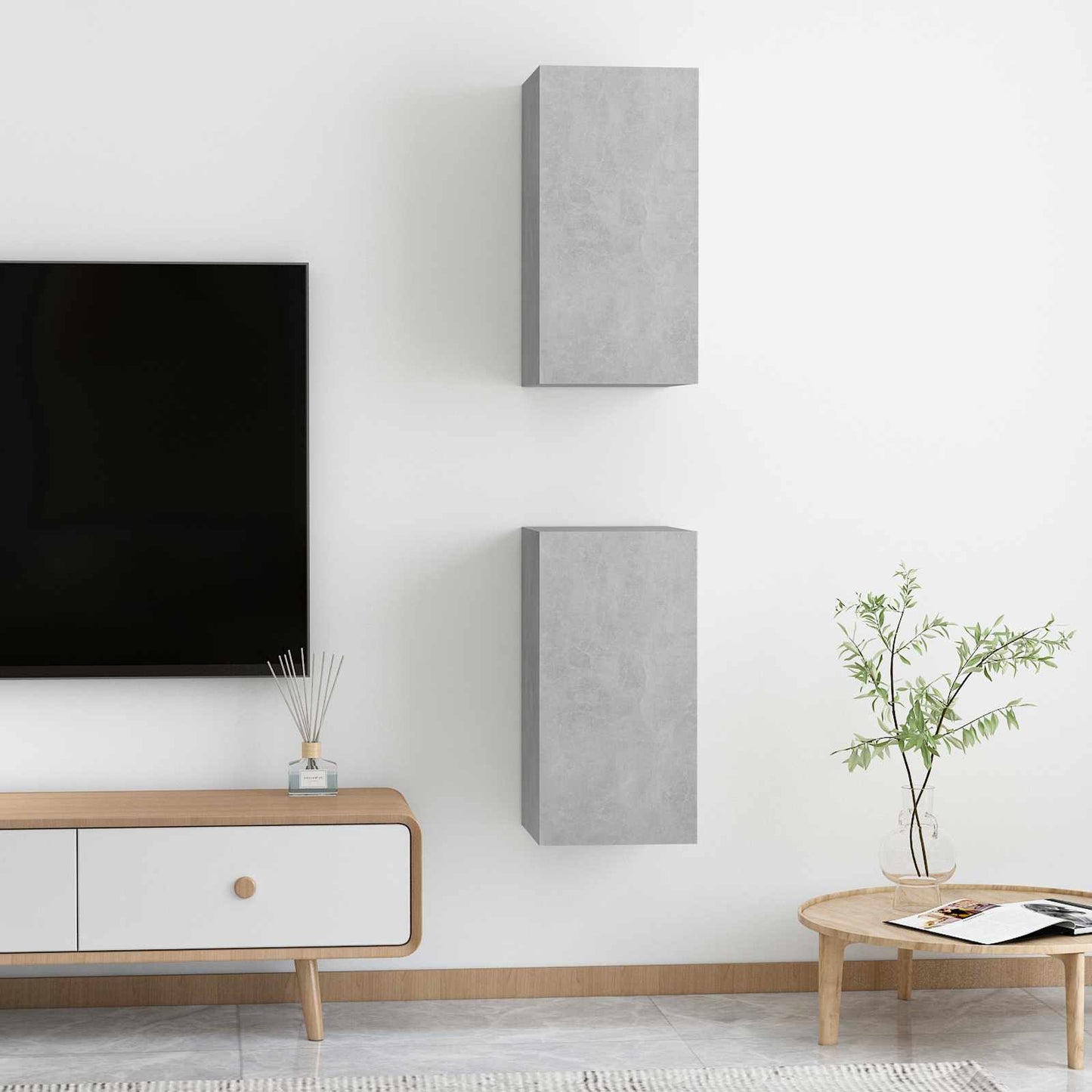 vidaXL Έπιπλα Τηλεόρασης 2 τεμ. Γκρι Σκυρ. 30,5x30x60 εκ. Επεξ. Ξύλο