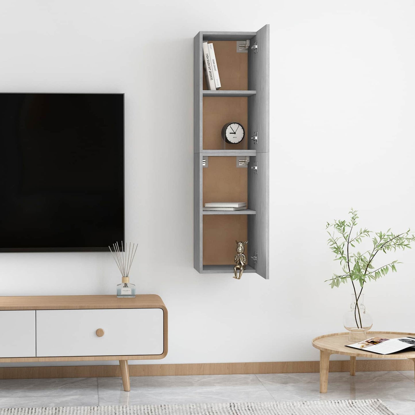 vidaXL Έπιπλα Τηλεόρασης 2 τεμ. Γκρι Σκυρ. 30,5x30x60 εκ. Επεξ. Ξύλο