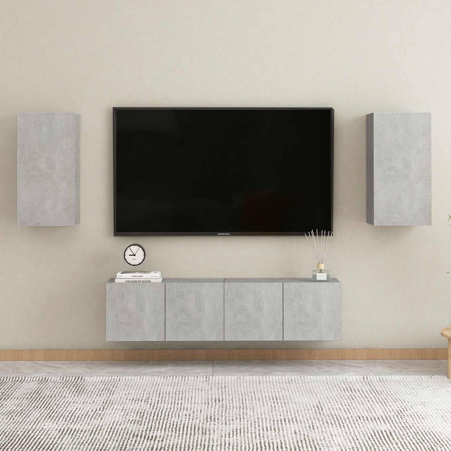 vidaXL Έπιπλα Τηλεόρασης 2 τεμ. Γκρι Σκυρ. 30,5x30x60 εκ. Επεξ. Ξύλο