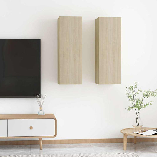 vidaXL Έπιπλο Τηλεόρασης 2 τεμ. Sonoma Δρυς 30,5x30x90 εκ. Επεξ. Ξύλο