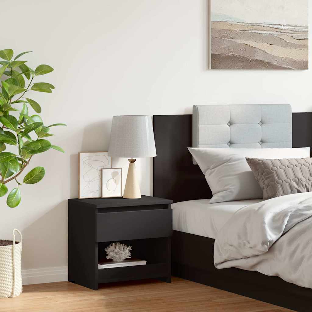 vidaXL Κομοδίνο Μαύρο 40 x 30 x 39 εκ. από Επεξ. Ξύλο