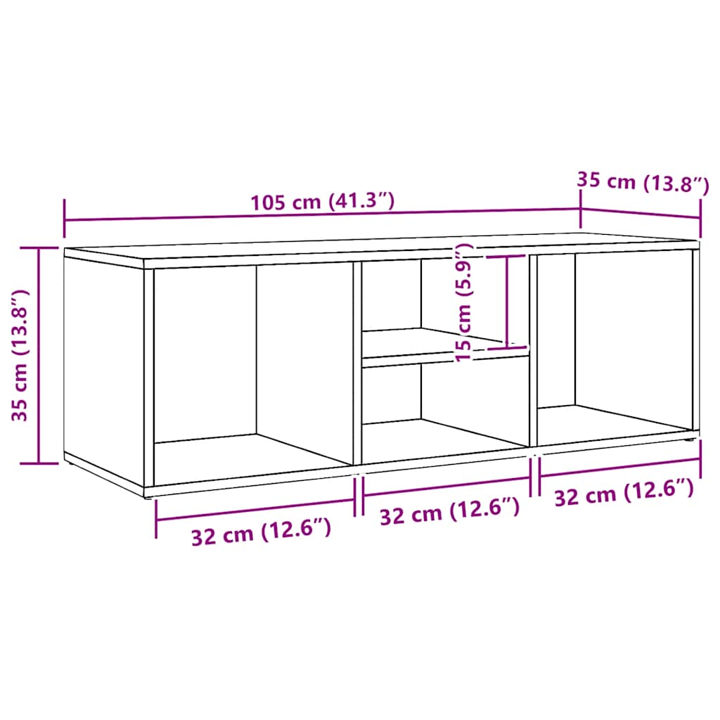 vidaXL Πάγκος Αποθήκευσης Παπουτσιών Μαύρος 105x35x35 εκ. Επεξ. Ξύλο