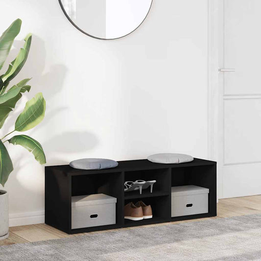 vidaXL Πάγκος Αποθήκευσης Παπουτσιών Μαύρος 105x35x35 εκ. Επεξ. Ξύλο