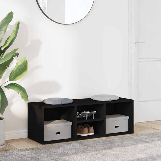 vidaXL Πάγκος Αποθήκευσης Παπουτσιών Μαύρος 105x35x35 εκ. Επεξ. Ξύλο