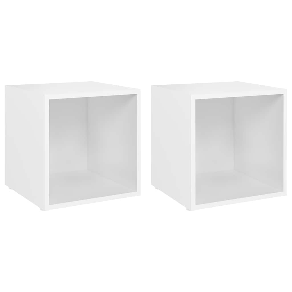 vidaXL Έπιπλα Τηλεόρασης 2 τεμ. Λευκά 37 x 35 x 37 εκ. από Επεξ. Ξύλο