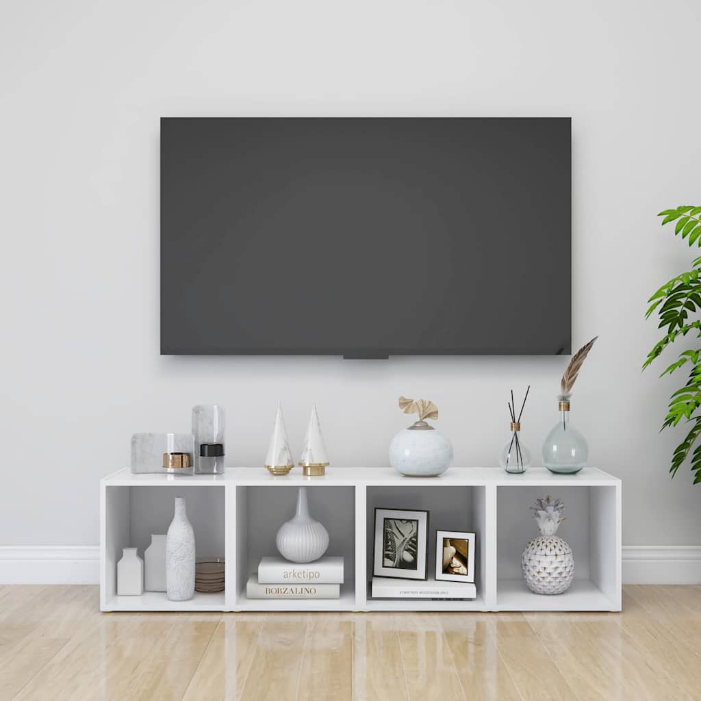 vidaXL Έπιπλα Τηλεόρασης 2 τεμ. Λευκά 37 x 35 x 37 εκ. από Επεξ. Ξύλο