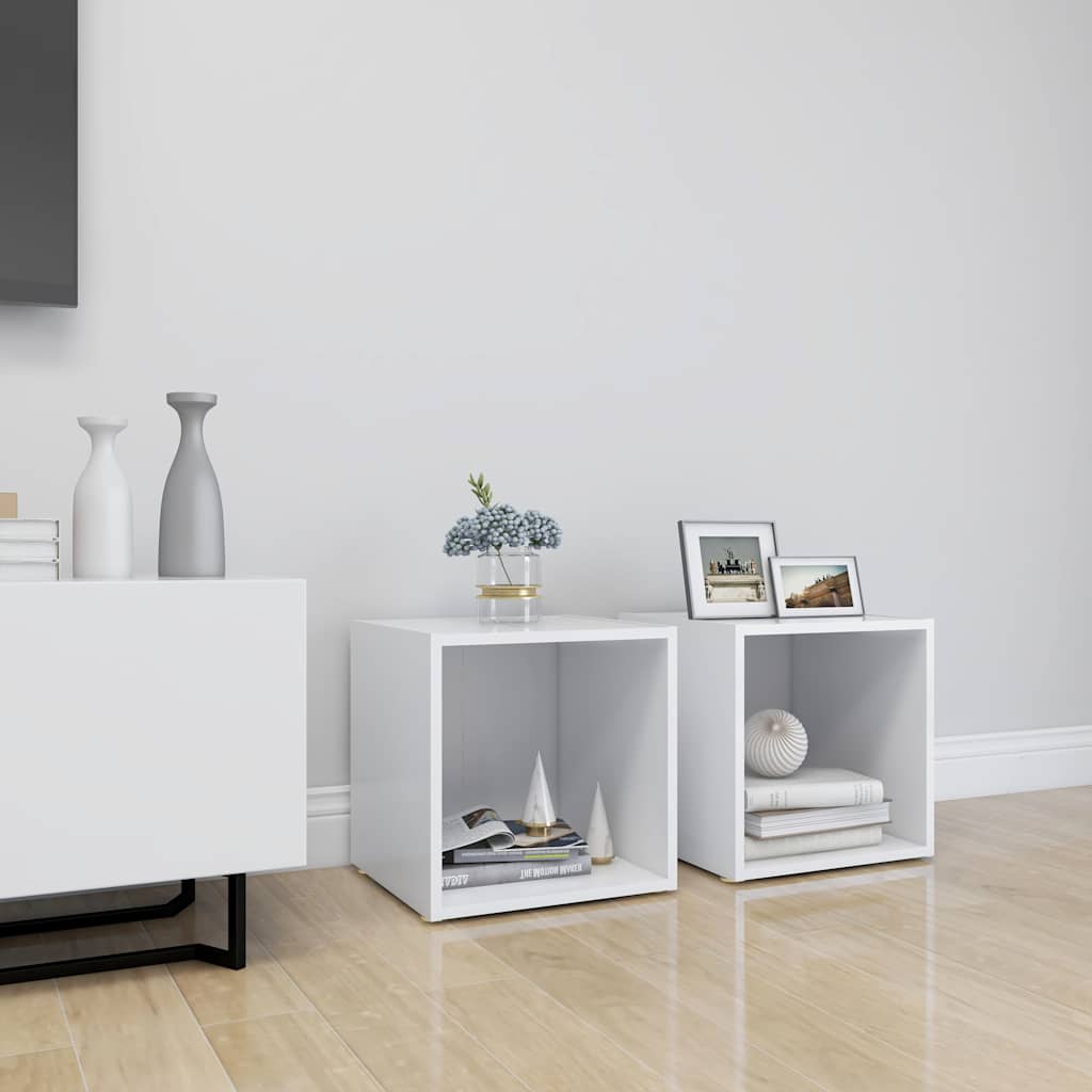 vidaXL Έπιπλα Τηλεόρασης 2 τεμ. Λευκά 37 x 35 x 37 εκ. από Επεξ. Ξύλο