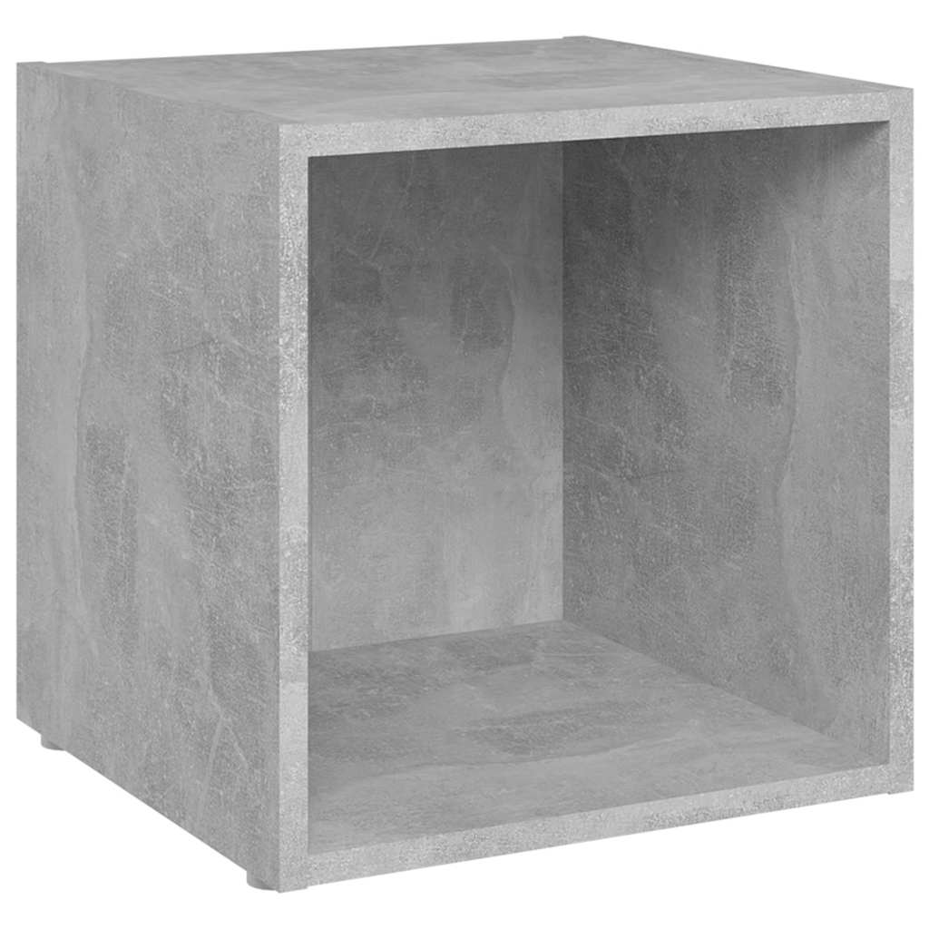 vidaXL Έπιπλα Τηλεόρασης 4 τεμ. Γκρι Σκυροδ. 37x35x37 εκ. Επεξ. Ξύλο