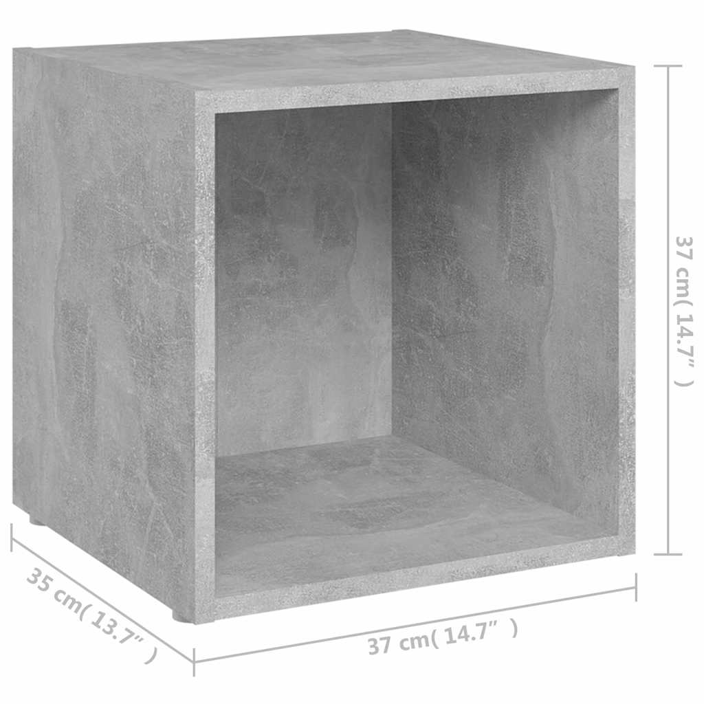 vidaXL Έπιπλα Τηλεόρασης 4 τεμ. Γκρι Σκυροδ. 37x35x37 εκ. Επεξ. Ξύλο