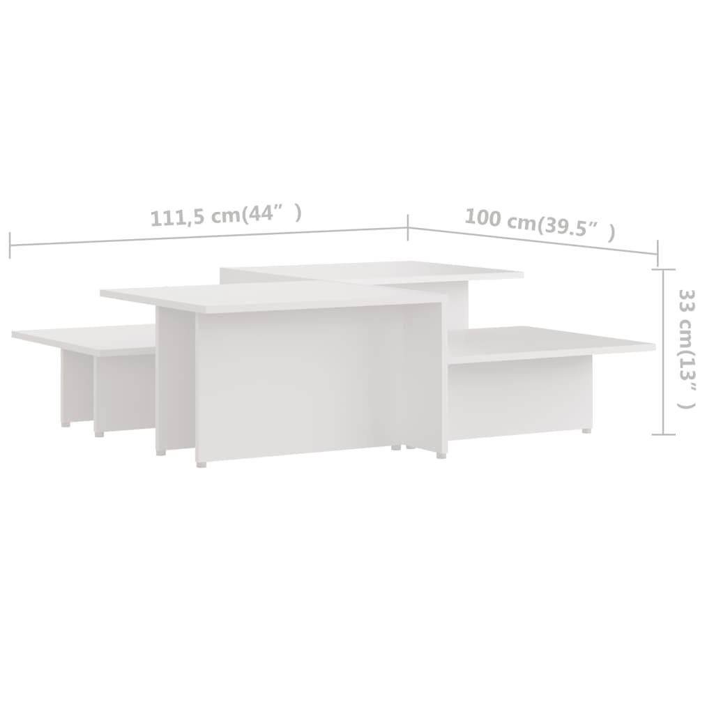 vidaXL Τραπεζάκια Σαλονιού 2 τεμ. Λευκά 111,5x50x33 εκ. Επεξεργ. Ξύλο