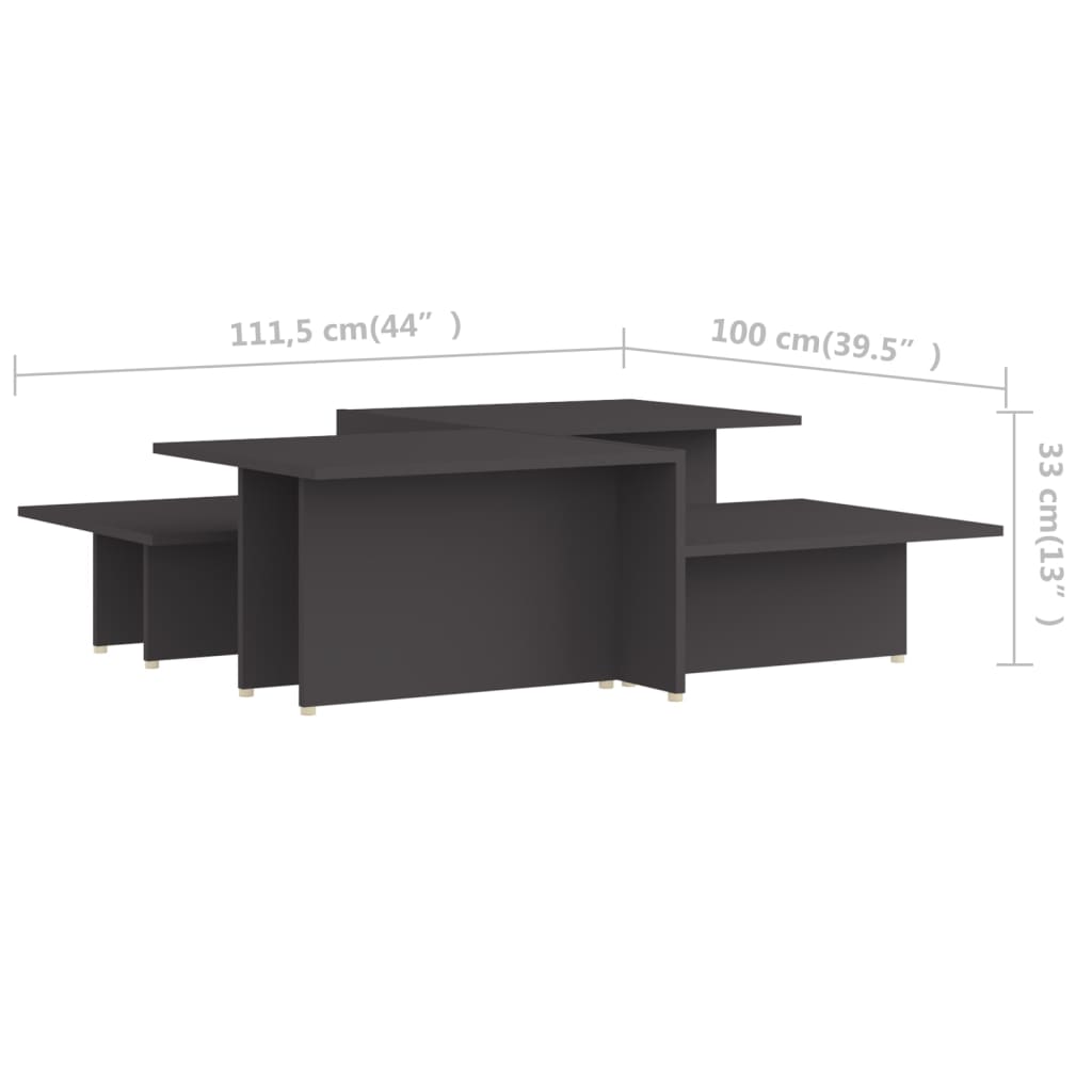 vidaXL Τραπεζάκια Σαλονιού 2 τεμ. Γκρι 111,5x50x33 εκ. Επεξεργ. Ξύλο