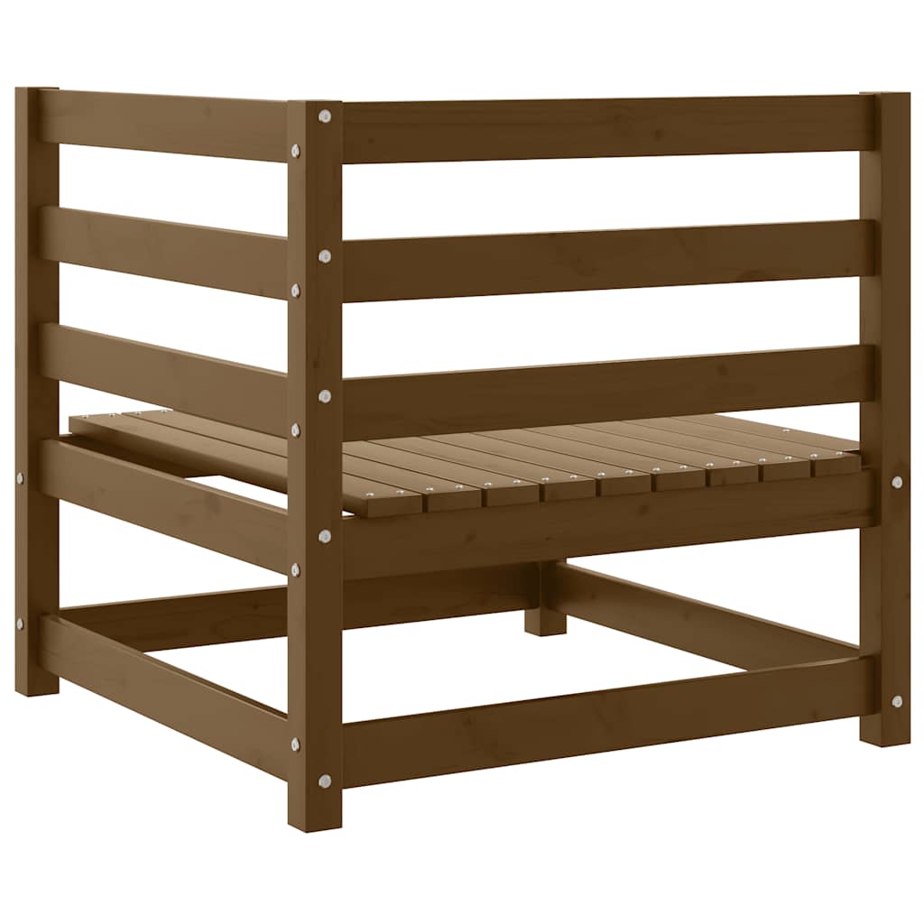 vidaXL Καναπές Κήπου Γωνιακός Καφέ Μελί από Μασίφ Ξύλο Πεύκου