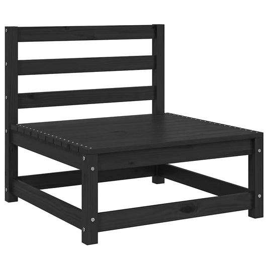 vidaXL Καναπές Κήπου Μεσαίος Μαύρος από Μασίφ Ξύλο Πεύκου