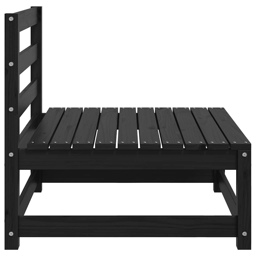 vidaXL Καναπές Κήπου Μεσαίος Μαύρος από Μασίφ Ξύλο Πεύκου