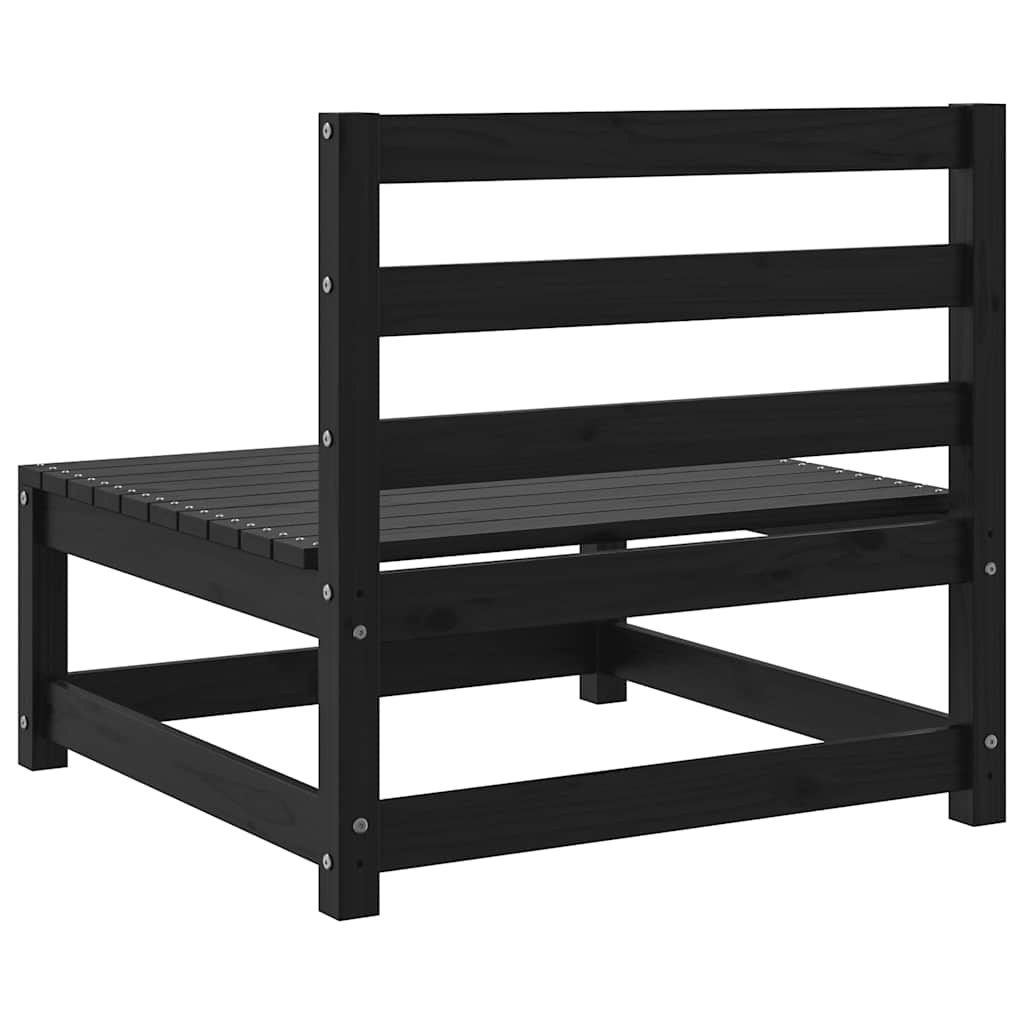 vidaXL Καναπές Κήπου Μεσαίος Μαύρος από Μασίφ Ξύλο Πεύκου