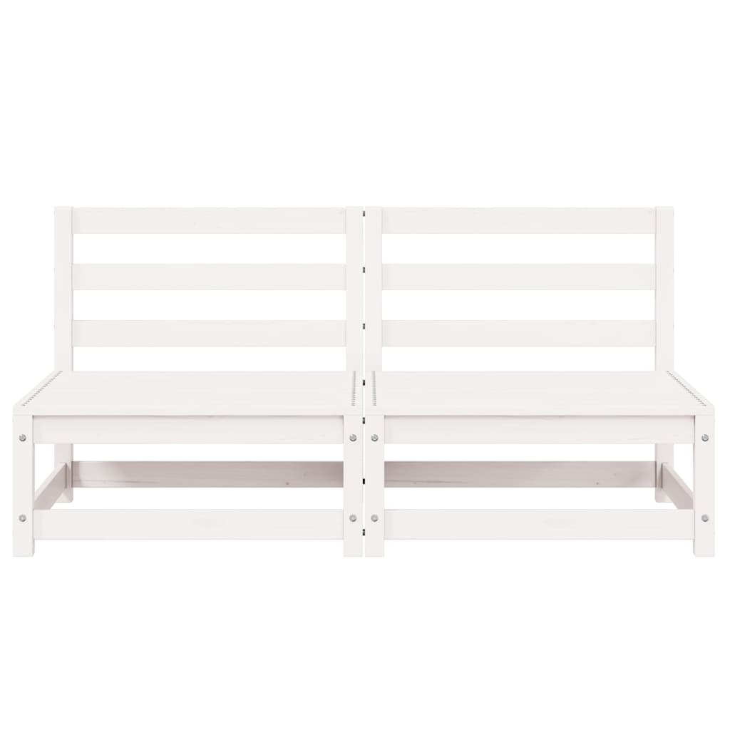 vidaXL Καναπέδες Κήπου Μεσαίοι 2 τεμ. Λευκοί από Μασίφ Ξύλο Πεύκου