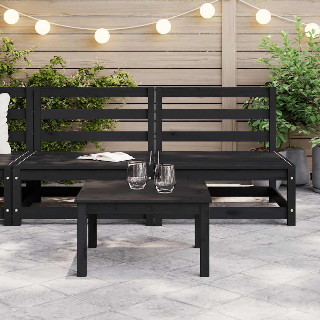 vidaXL Καναπέδες Κήπου Μεσαίοι 2 τεμ. Μαύροι από Μασίφ Ξύλο Πεύκου