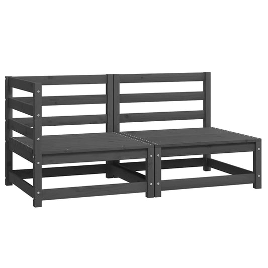 vidaXL Σαλόνι Κήπου Γκρι Σετ 2 Τεμαχίων από Μασίφ Ξύλο Πεύκου