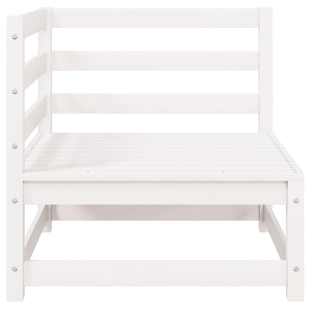 vidaXL Καναπές Κήπου Διθέσιος Λευκός Μασίφ Ξύλο Πεύκου με Μαξιλάρια