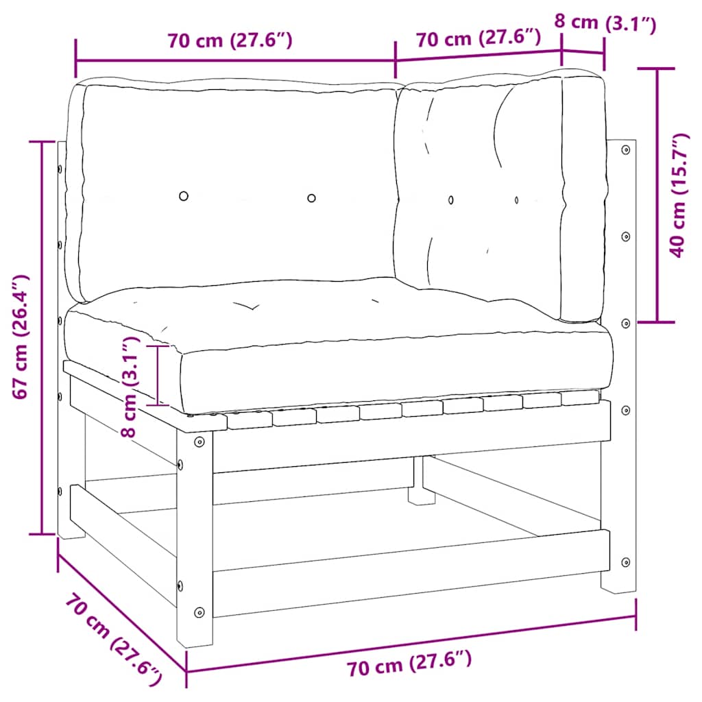vidaXL Καναπές Κήπου Διθέσιος Γκρι από Μασίφ Ξύλο Πεύκου με Μαξιλάρια