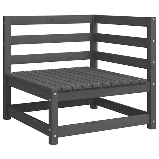 vidaXL Καναπές Κήπου Διθέσιος Γκρι από Μασίφ Ξύλο Πεύκου με Μαξιλάρια