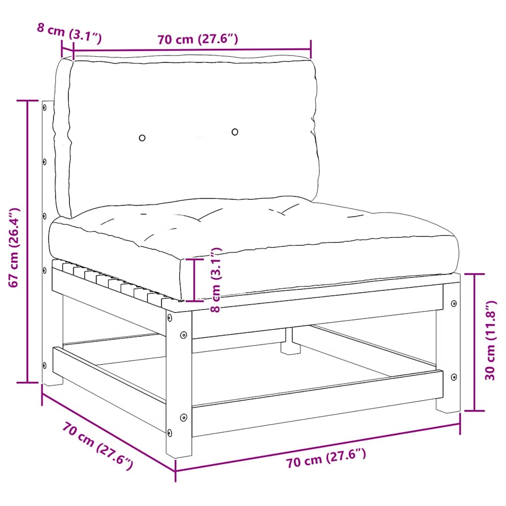 vidaXL Σαλόνι Κήπου Σετ 2 τεμ. Μαύρο Μασίφ Ξύλο Πεύκου με Μαξιλάρια