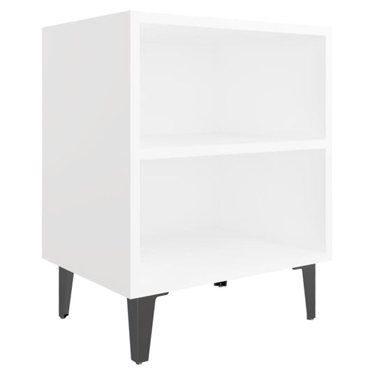 vidaXL Κομοδίνo Λευκό 40 x 30 x 50 εκ. με Μεταλλικά Πόδια