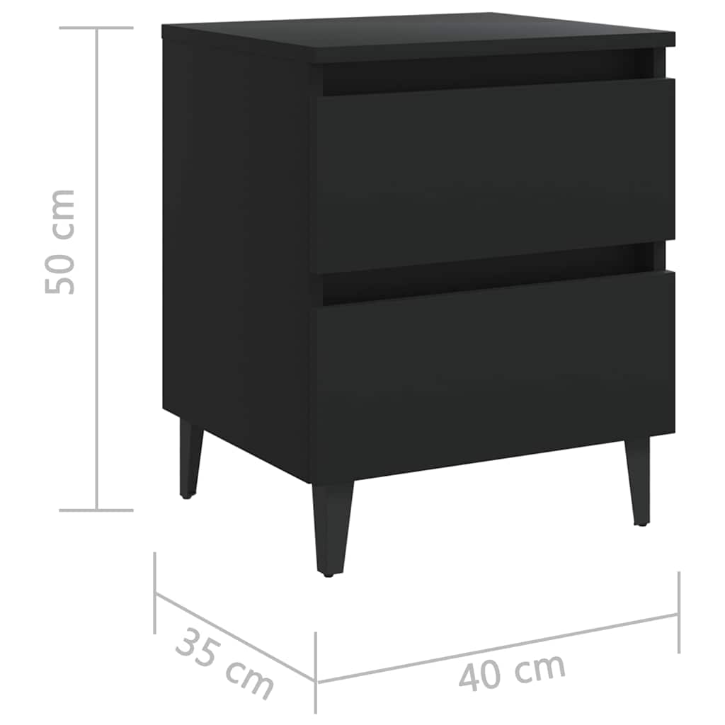 vidaXL Κομοδίνο Μαύρο 40 x 35 x 50 εκ. από Επεξ. Ξύλο