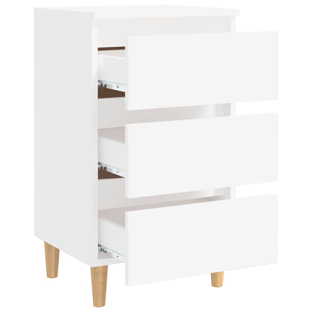 vidaXL Κομοδίνο Λευκό 40 x 35 x 69 εκ. με Μασίφ Ξύλινα Πόδια