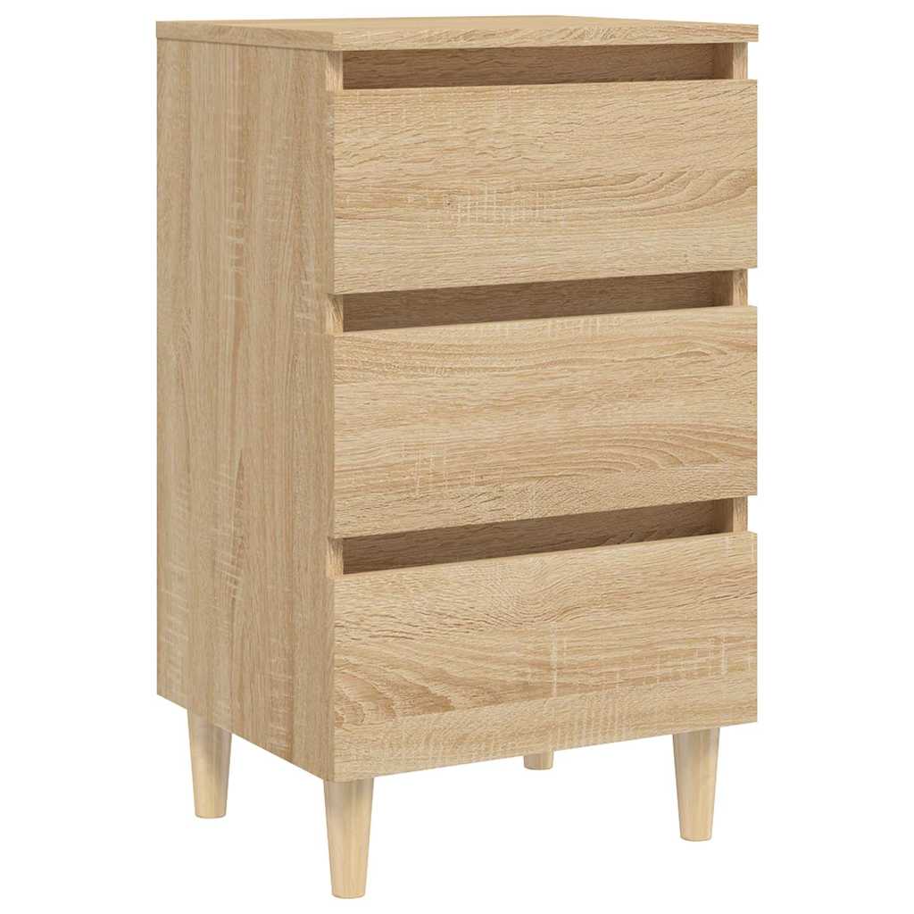 vidaXL Κομοδίνο Sonoma Δρυς 40 x 35 x 69 εκ. με Μασίφ Ξύλινα Πόδια