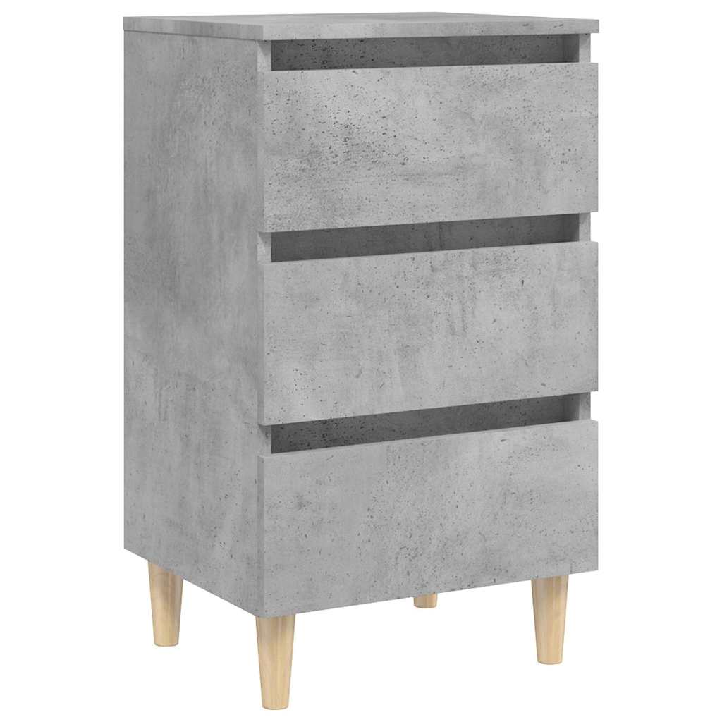 vidaXL Κομοδίνο Γκρι Σκυροδέματος 40 x 35 x 69 εκ. Μασίφ Ξύλινα Πόδια