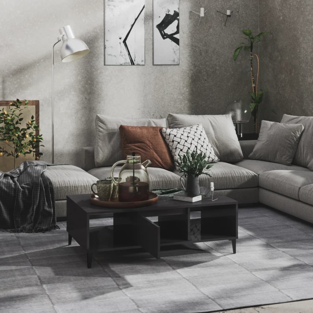 vidaXL Τραπεζάκι Σαλονιού Γυαλιστερό Γκρι 103,5x60x35 εκ. Επεξ. Ξύλο