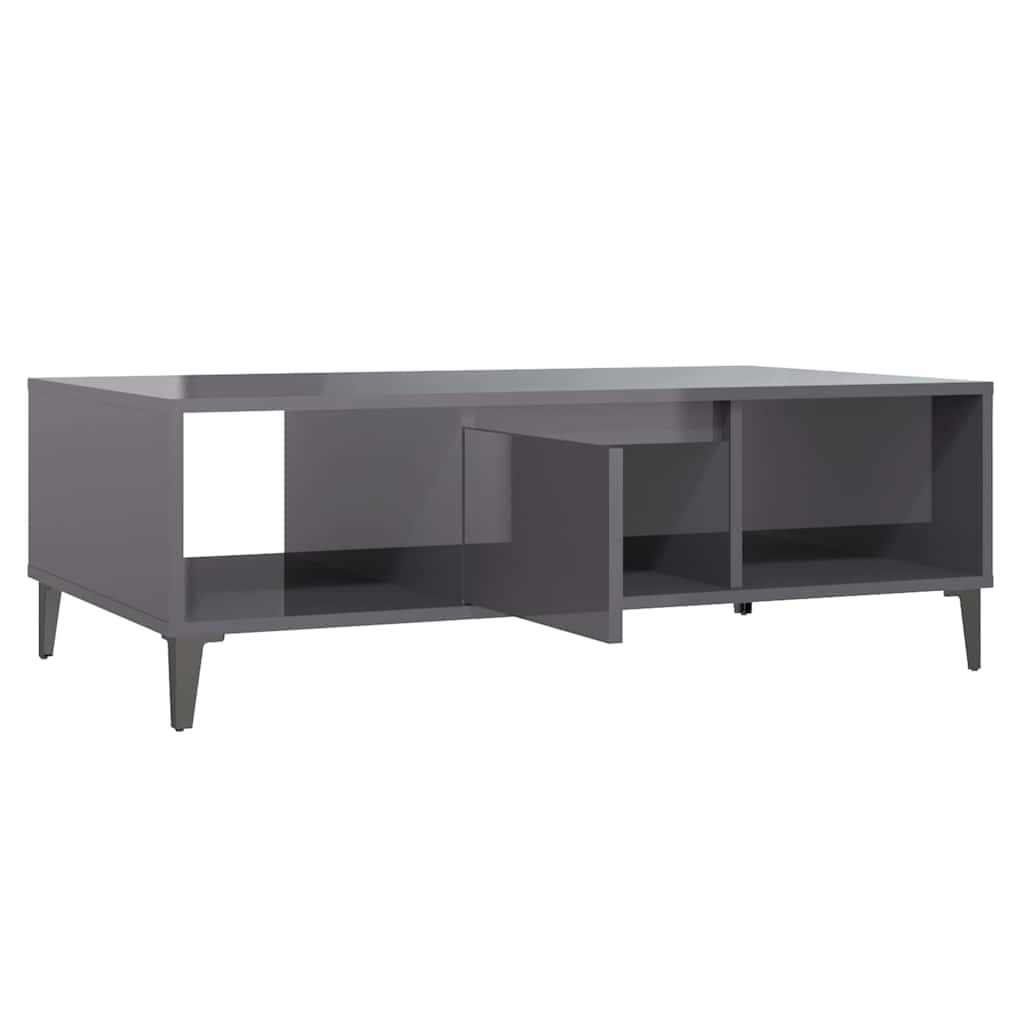 vidaXL Τραπεζάκι Σαλονιού Γυαλιστερό Γκρι 103,5x60x35 εκ. Επεξ. Ξύλο