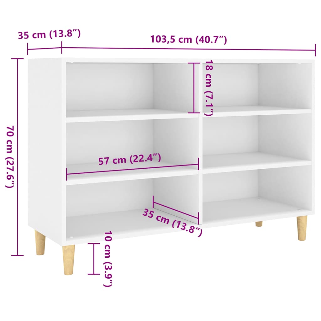 vidaXL Ραφιέρα Λευκή 103,5x35x70 εκ. από Επεξεργασμένο Ξύλο