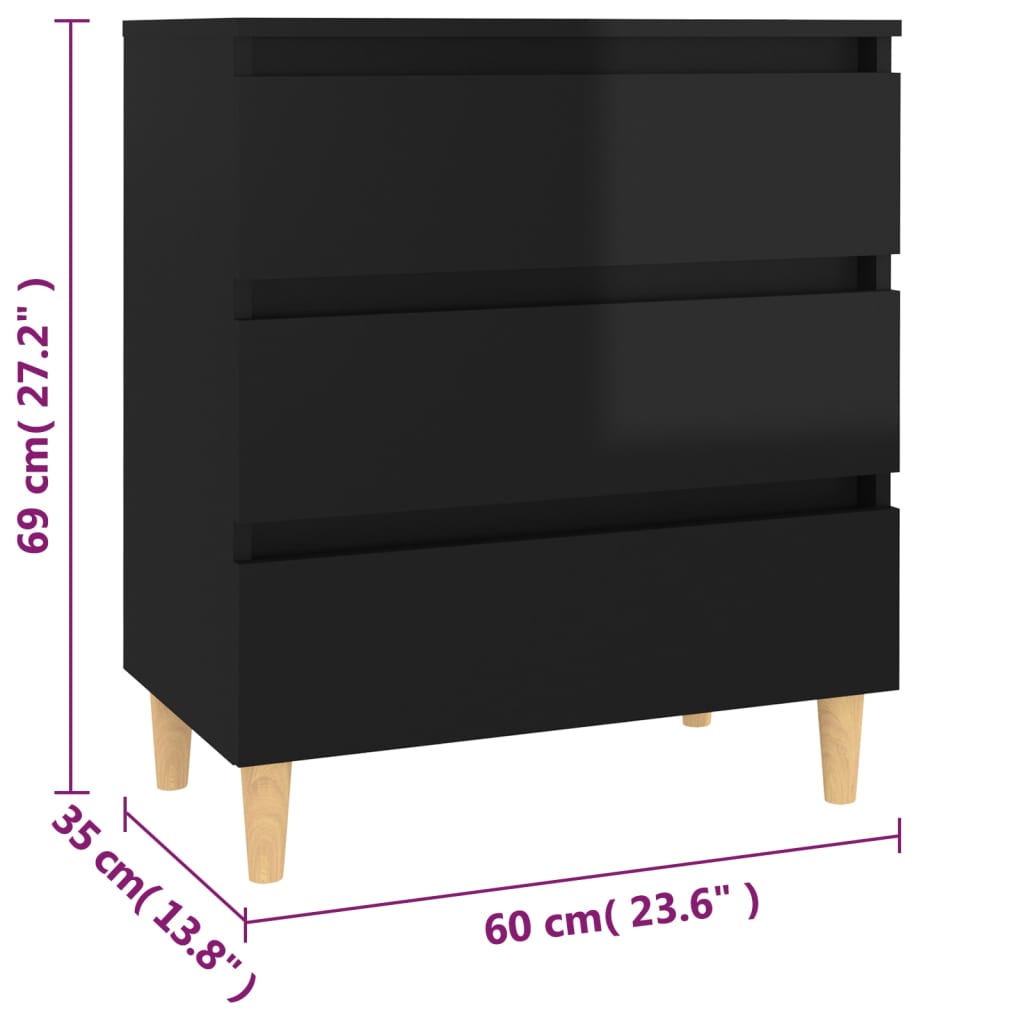 vidaXL Συρταριέρα Γυαλιστερό Μαύρο 60 x 35 x 69 εκ. από Μοριοσανίδα