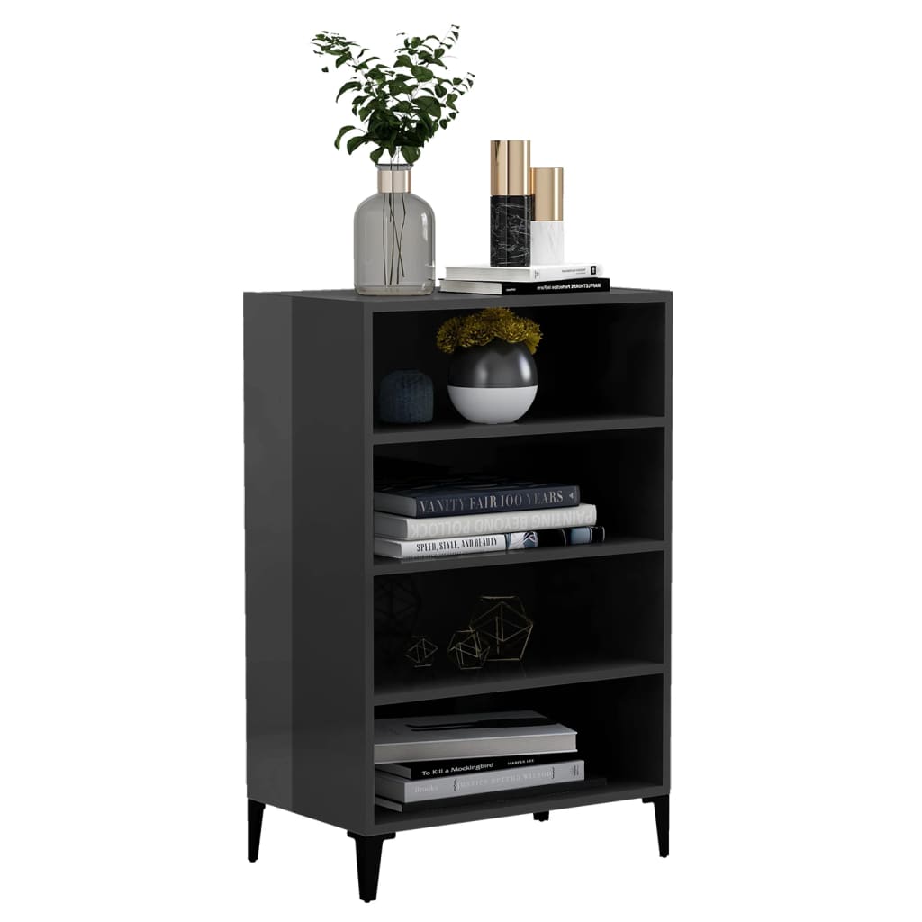 vidaXL Ραφιέρα Γυαλιστερή Γκρι 57 x 35 x 90 εκ. από Επεξ. Ξύλο